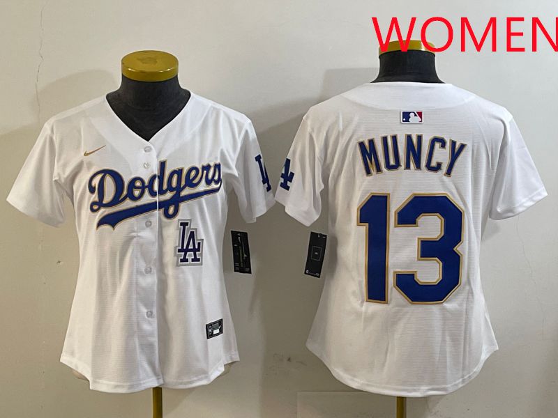 Women Los Angeles Dodgers #13 Muncy White Gold Game 2025 Nike MLB Jersey style 11